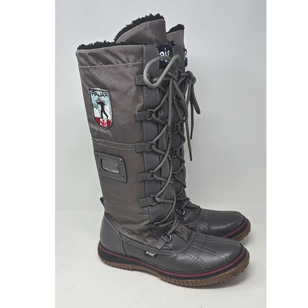 PAJAR Canada grip tall snow winter boots women 9-9.5 gray waterproof Sherpa